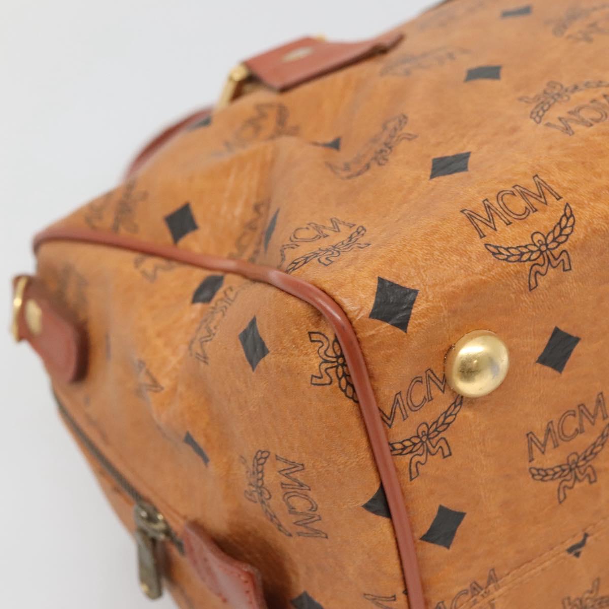 MCM Logogram Vicetos Hand Bag PVC Leather Brown Gold Auth yk19289