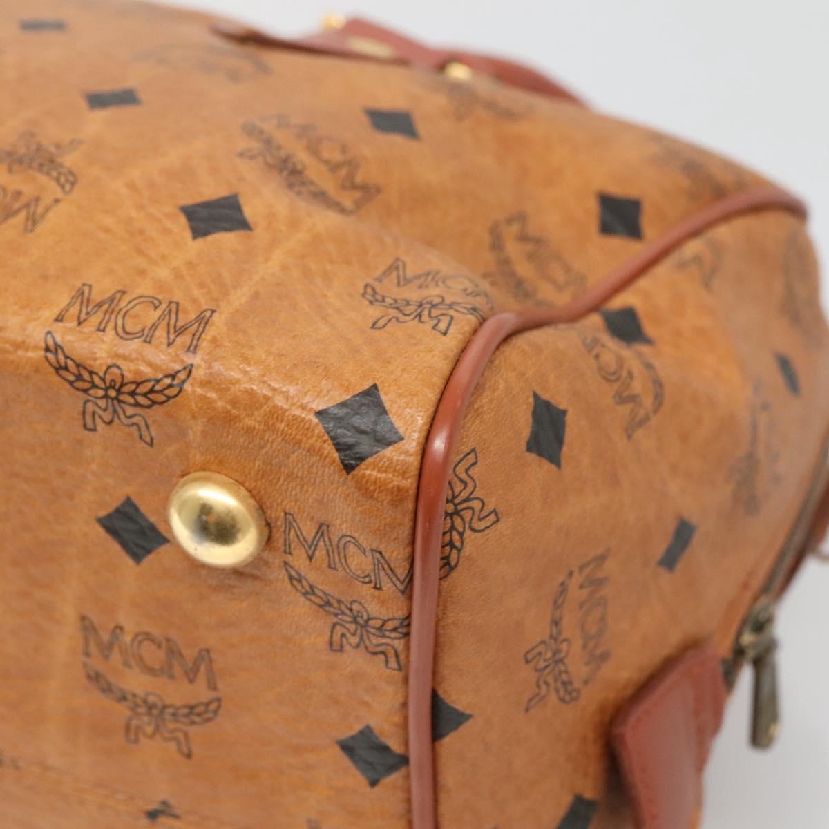 MCM Logogram Vicetos Hand Bag PVC Leather Brown Gold Auth yk19289