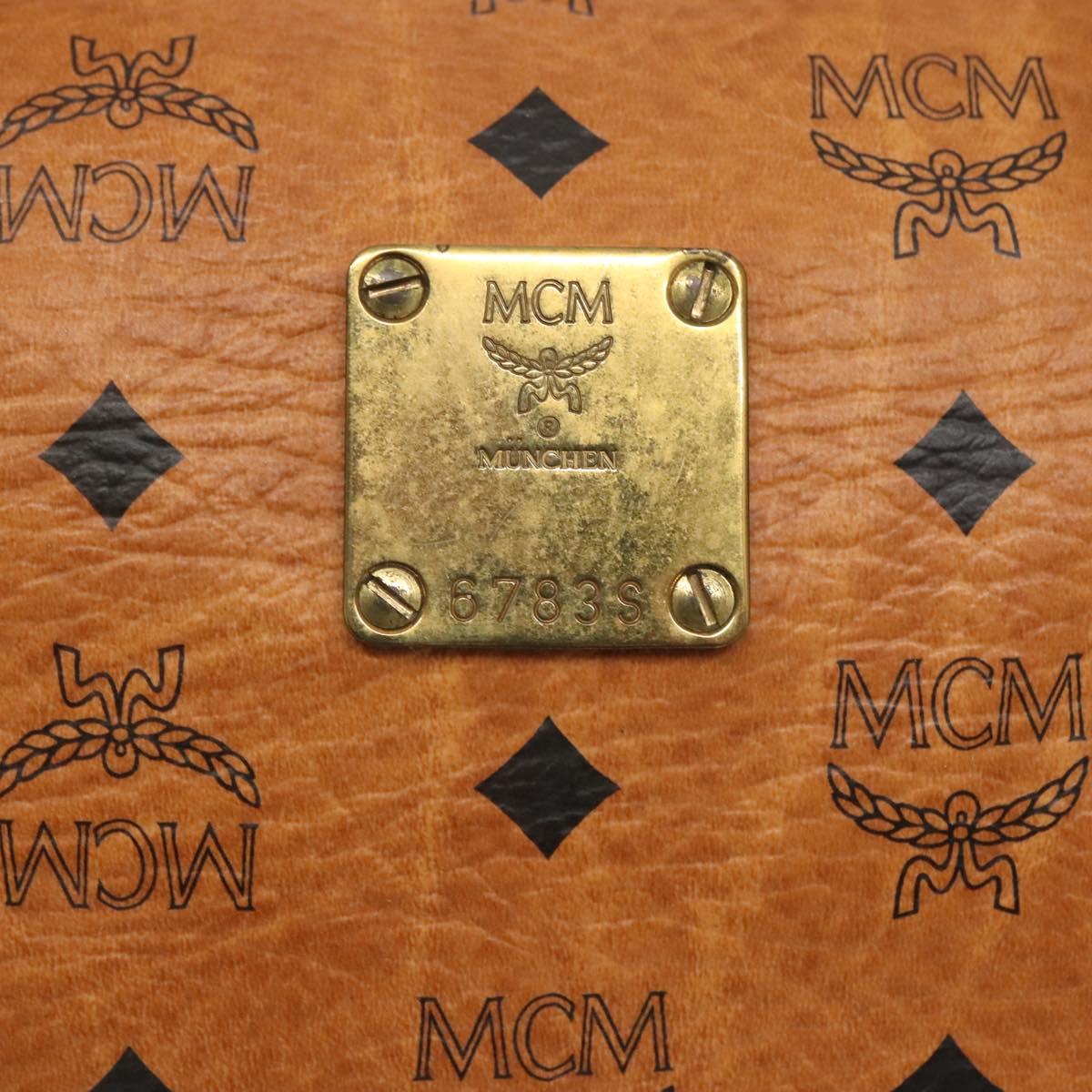MCM Logogram Vicetos Hand Bag PVC Leather Brown Gold Auth yk19289