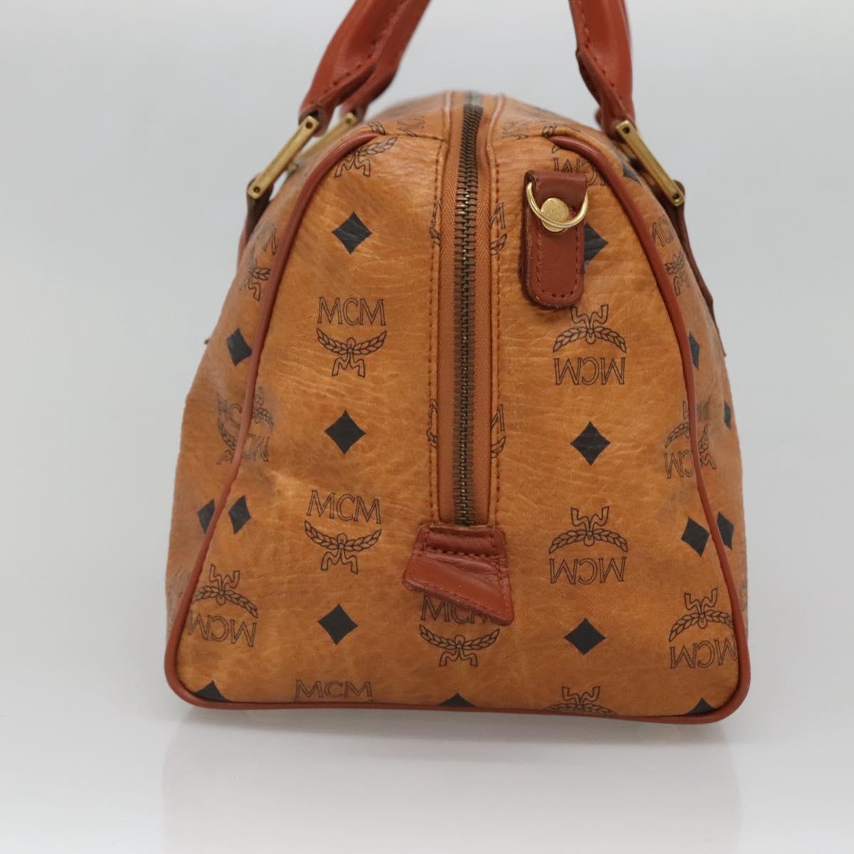 MCM Logogram Vicetos Hand Bag PVC Leather Brown Gold Auth yk19289