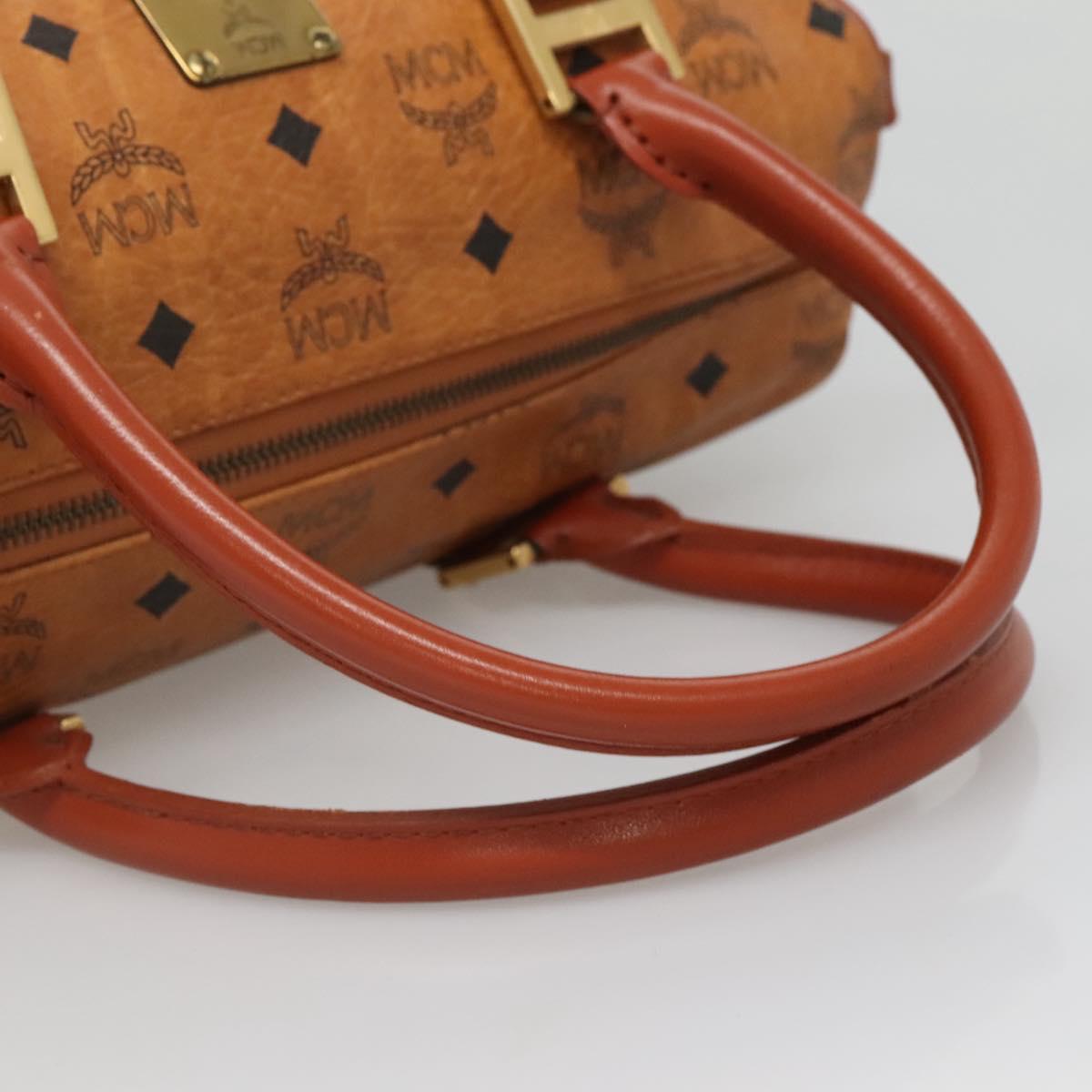 MCM Logogram Vicetos Hand Bag PVC Leather Brown Gold Auth yk19289