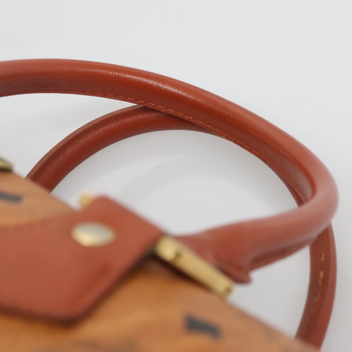 MCM Logogram Vicetos Hand Bag PVC Leather Brown Gold Auth yk19289