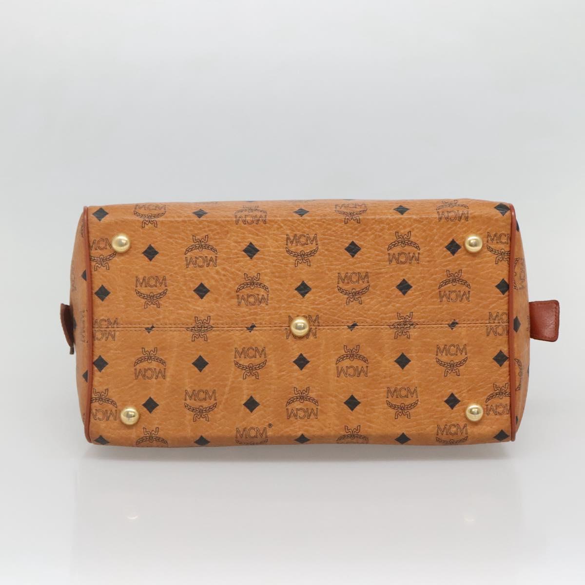 MCM Logogram Vicetos Hand Bag PVC Leather Brown Gold Auth yk19289