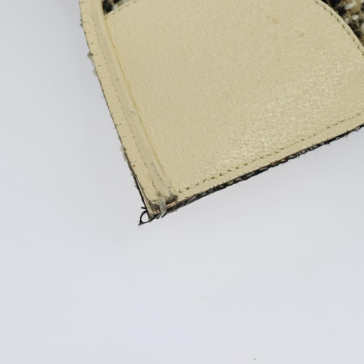 PRADA Hand Bag Tweed Leather Beige Black Silver Auth yk19291