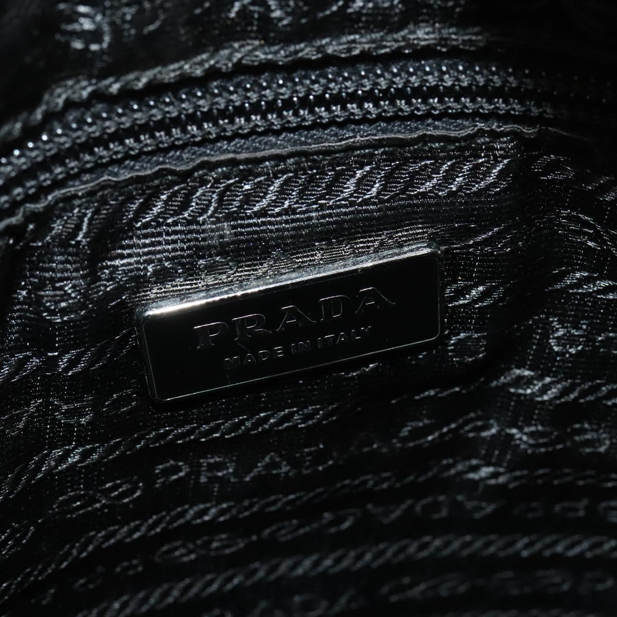 PRADA Hand Bag Tweed Leather Beige Black Silver Auth yk19291