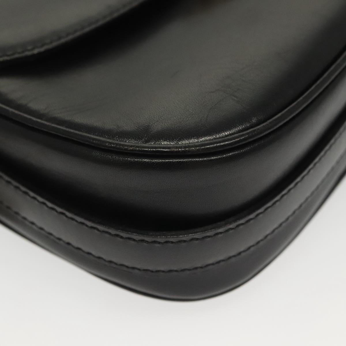 CELINE Shoulder Bag Leather Black Gold Auth yk19292