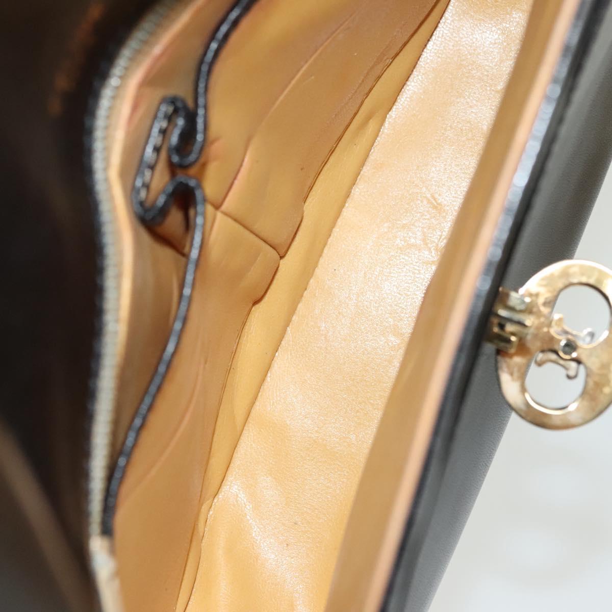 CELINE Shoulder Bag Leather Black Gold Auth yk19292