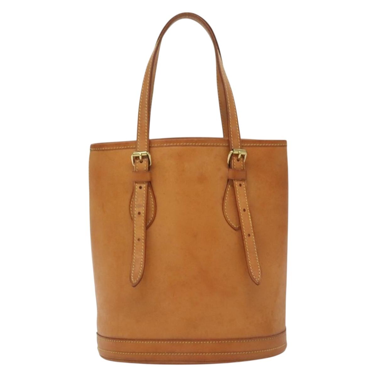 LOUIS VUITTON Nomad Leather Bucket PM Shoulder Bag Beige M85001 LV Auth yk19293