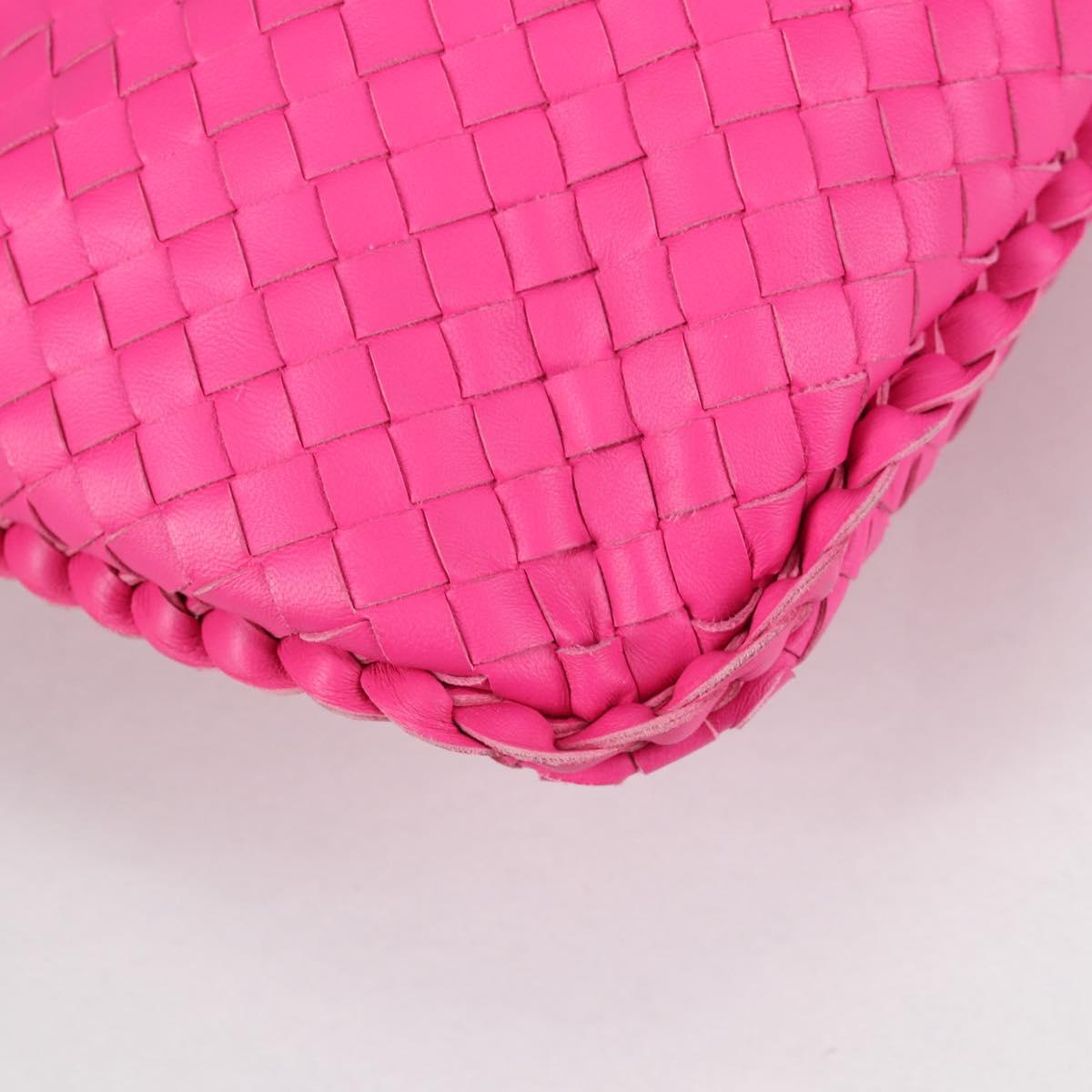 BOTTEGA VENETA INTRECCIATO Hobo Shoulder Bag Leather Pink Auth yk19295V