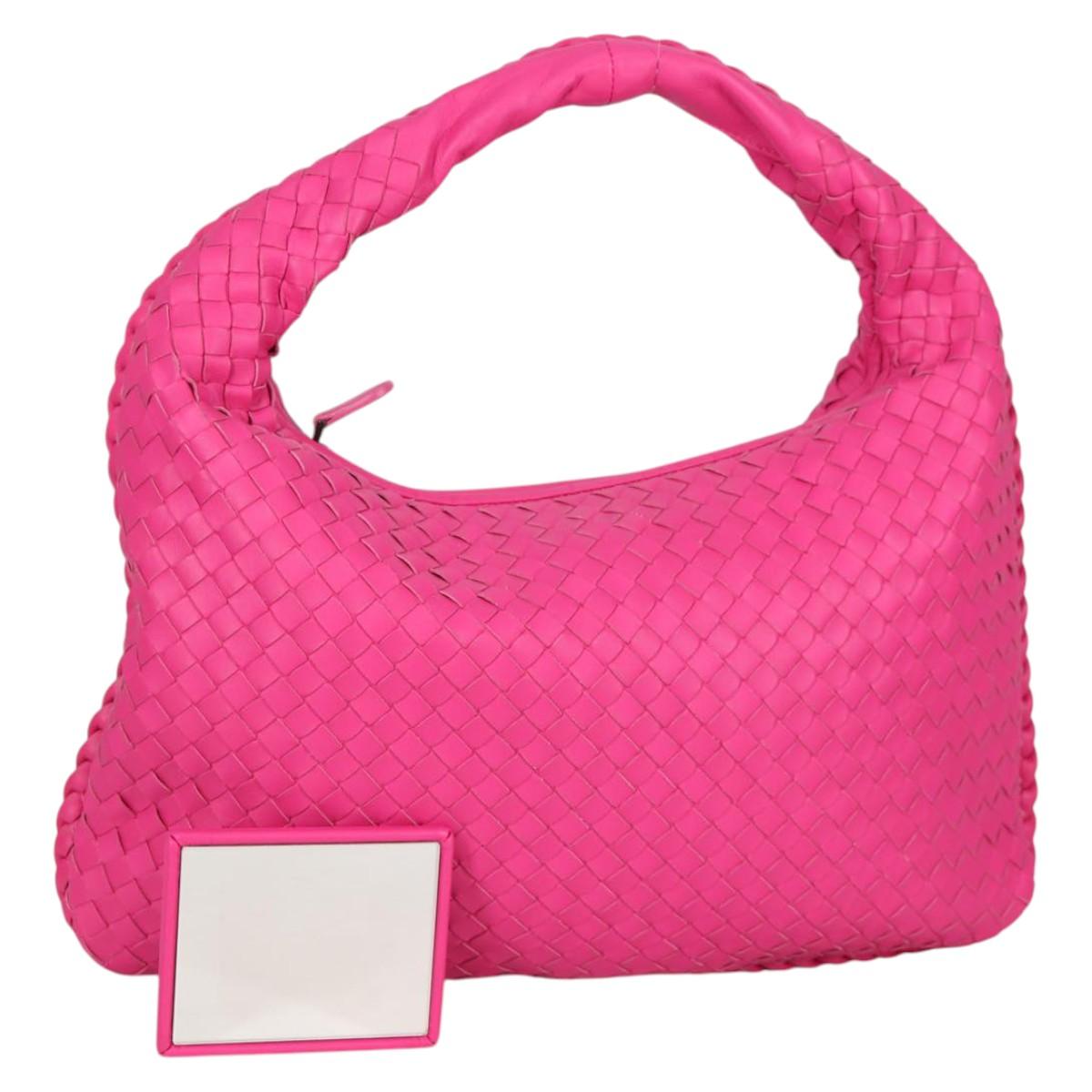 BOTTEGA VENETA INTRECCIATO Hobo Shoulder Bag Leather Pink Auth yk19295V