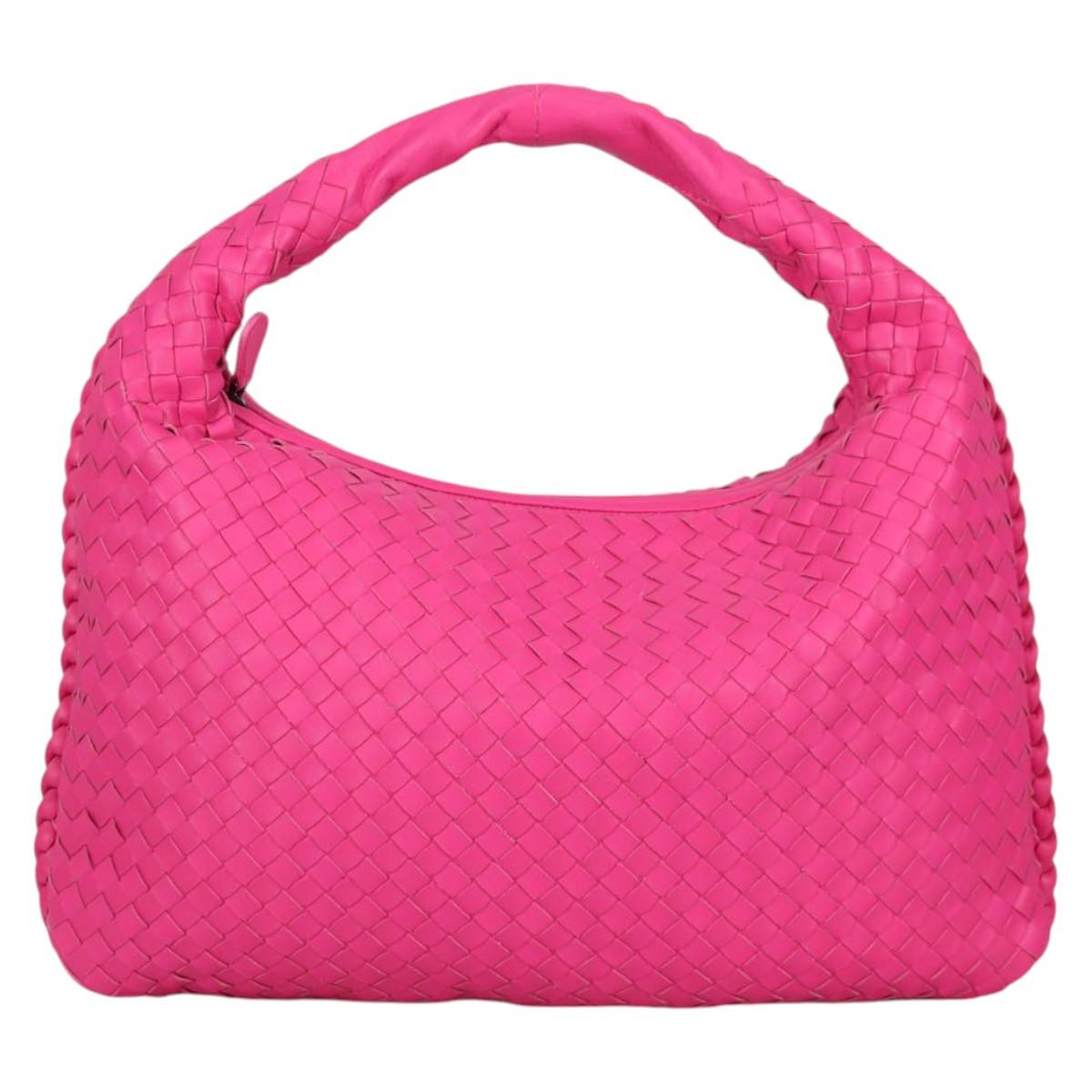 BOTTEGA VENETA INTRECCIATO Hobo Shoulder Bag Leather Pink Auth yk19295V