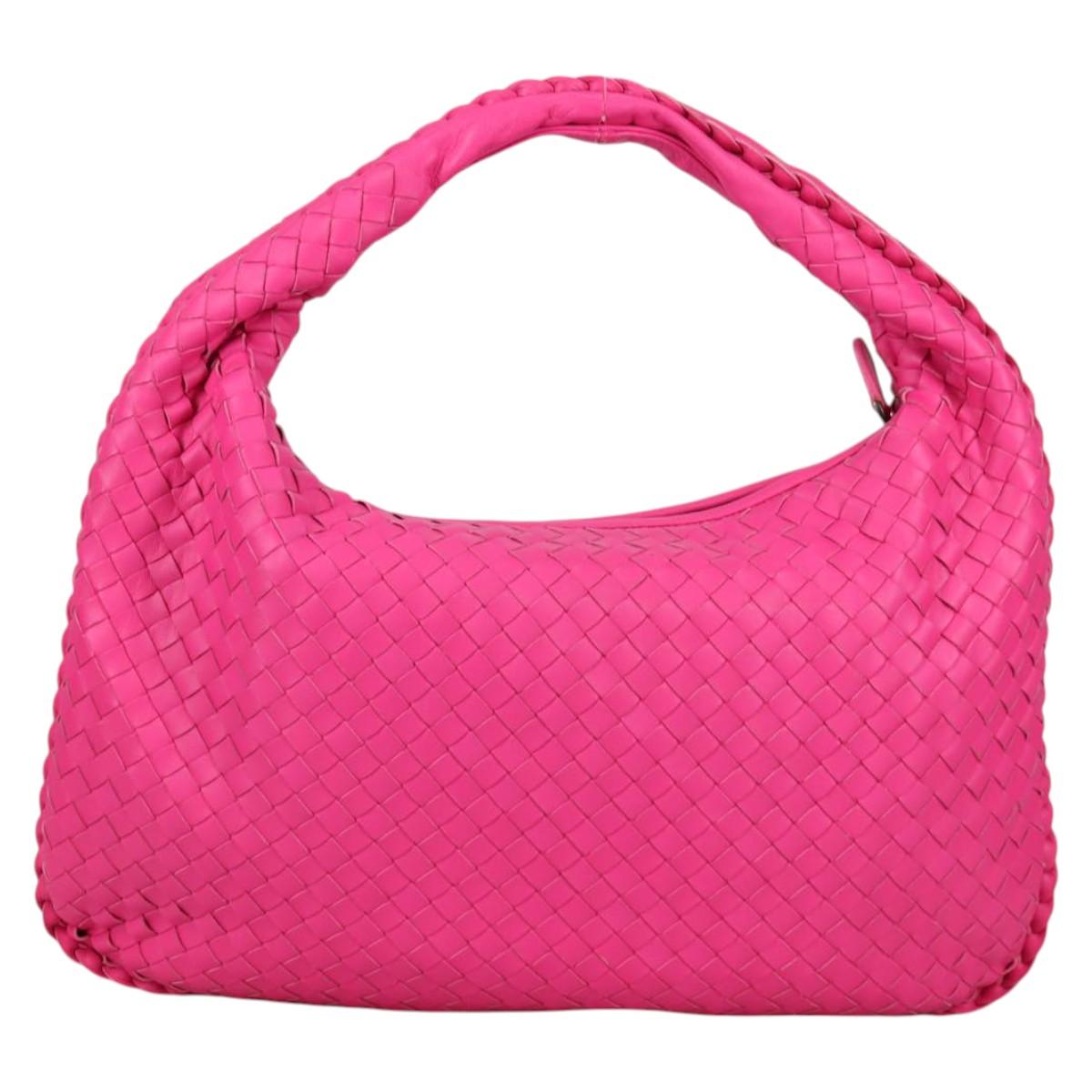BOTTEGA VENETA INTRECCIATO Hobo Shoulder Bag Leather Pink Auth yk19295V