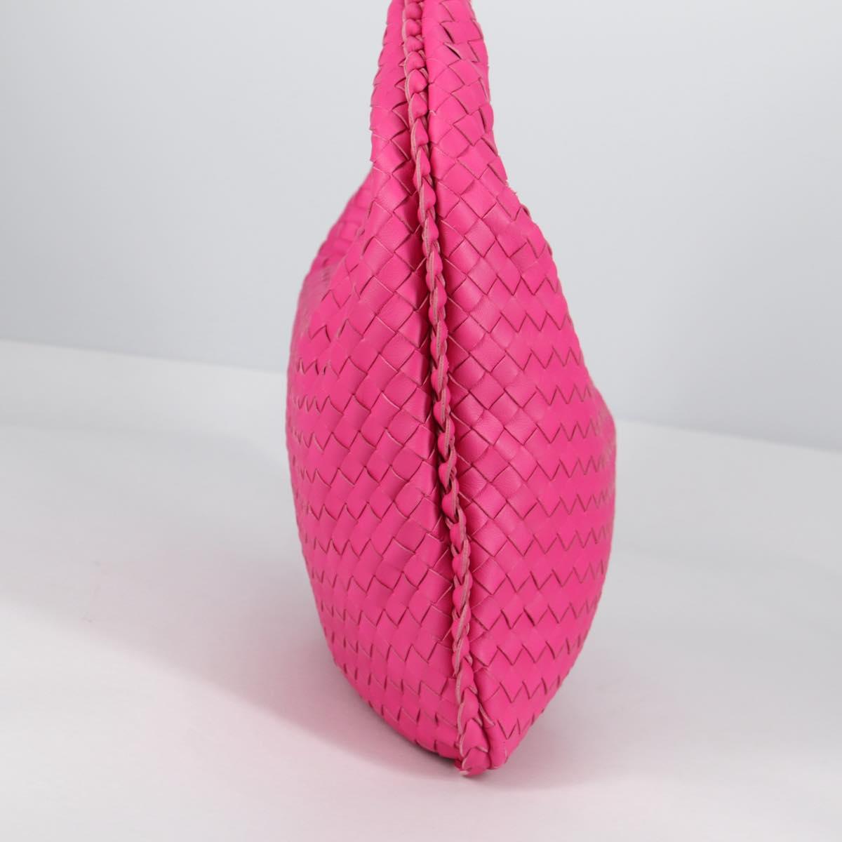 BOTTEGA VENETA INTRECCIATO Hobo Shoulder Bag Leather Pink Auth yk19295V