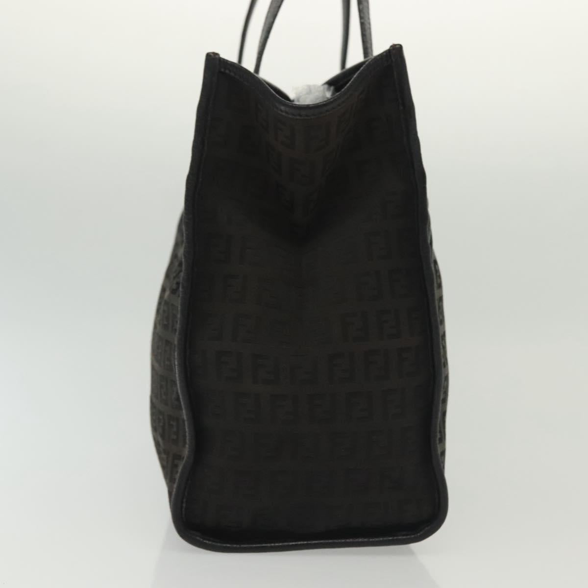 FENDI Zucchino Canvas Hand Bag Black Gold Auth yk19305