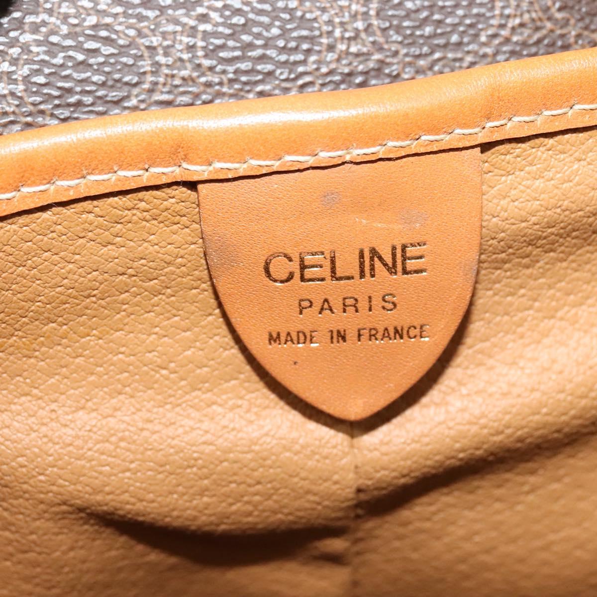 CELINE Macadam Canvas Backpack PVC Leather Brown Gold Auth yk19307