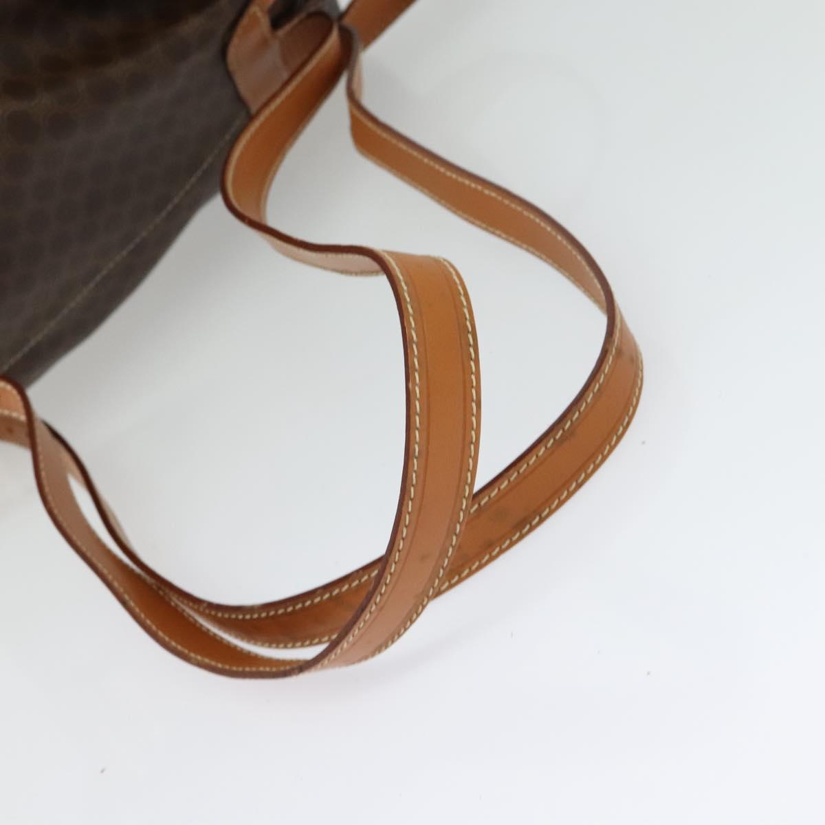 CELINE Macadam Canvas Backpack PVC Leather Brown Gold Auth yk19307