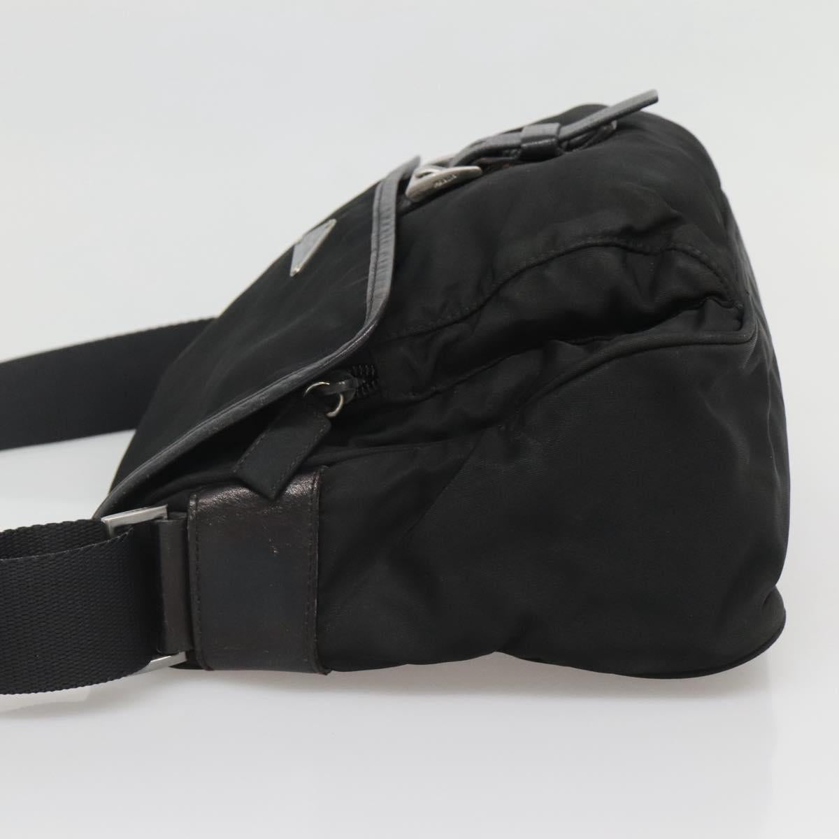 PRADA Shoulder Bag Nylon Black Silver Auth yk19309