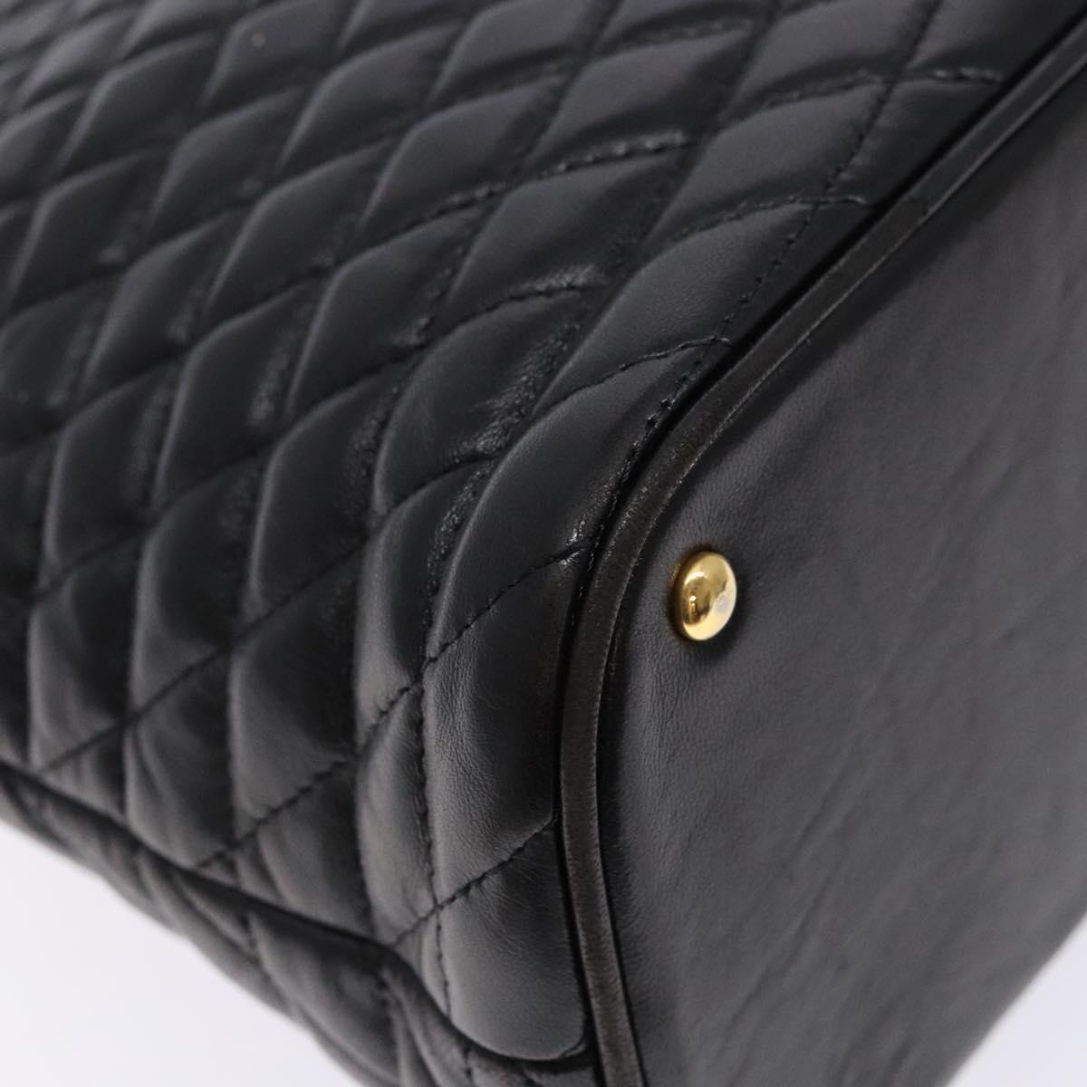 BALLY Hand Bag Leather Black Gold Auth yk19321