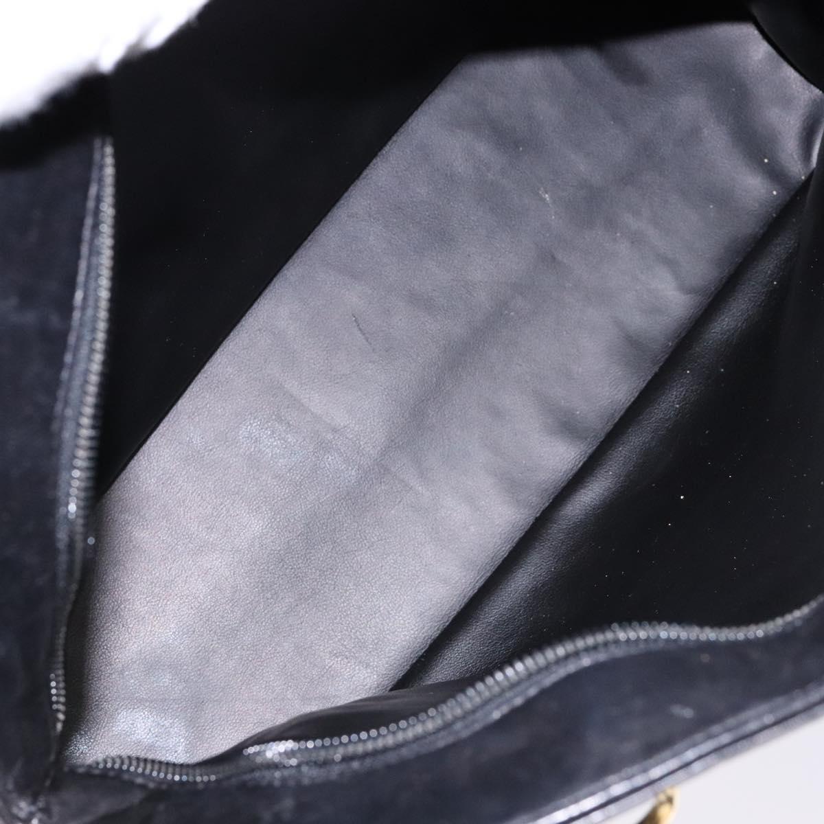 BALLY Hand Bag Leather Black Gold Auth yk19321