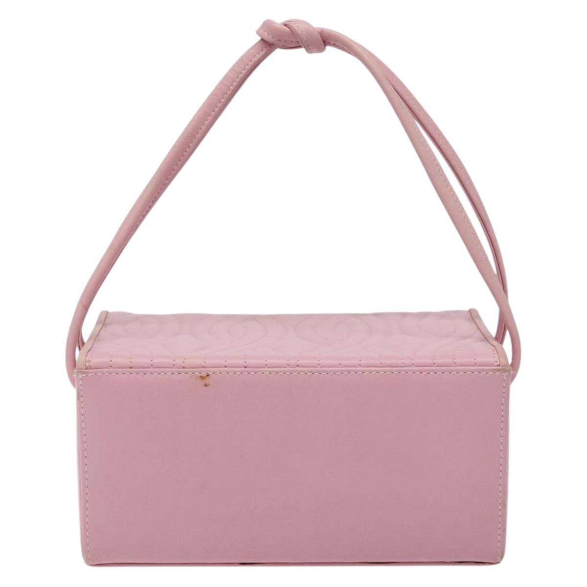 FENDI Vanity Hand Bag Leather Pink Gold Auth yk19323