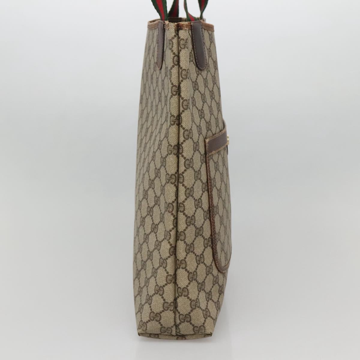 GUCCI GG Supreme Web Sherry Line Tote Bag PVC Beige Red 002 4487 39 Auth yk19326