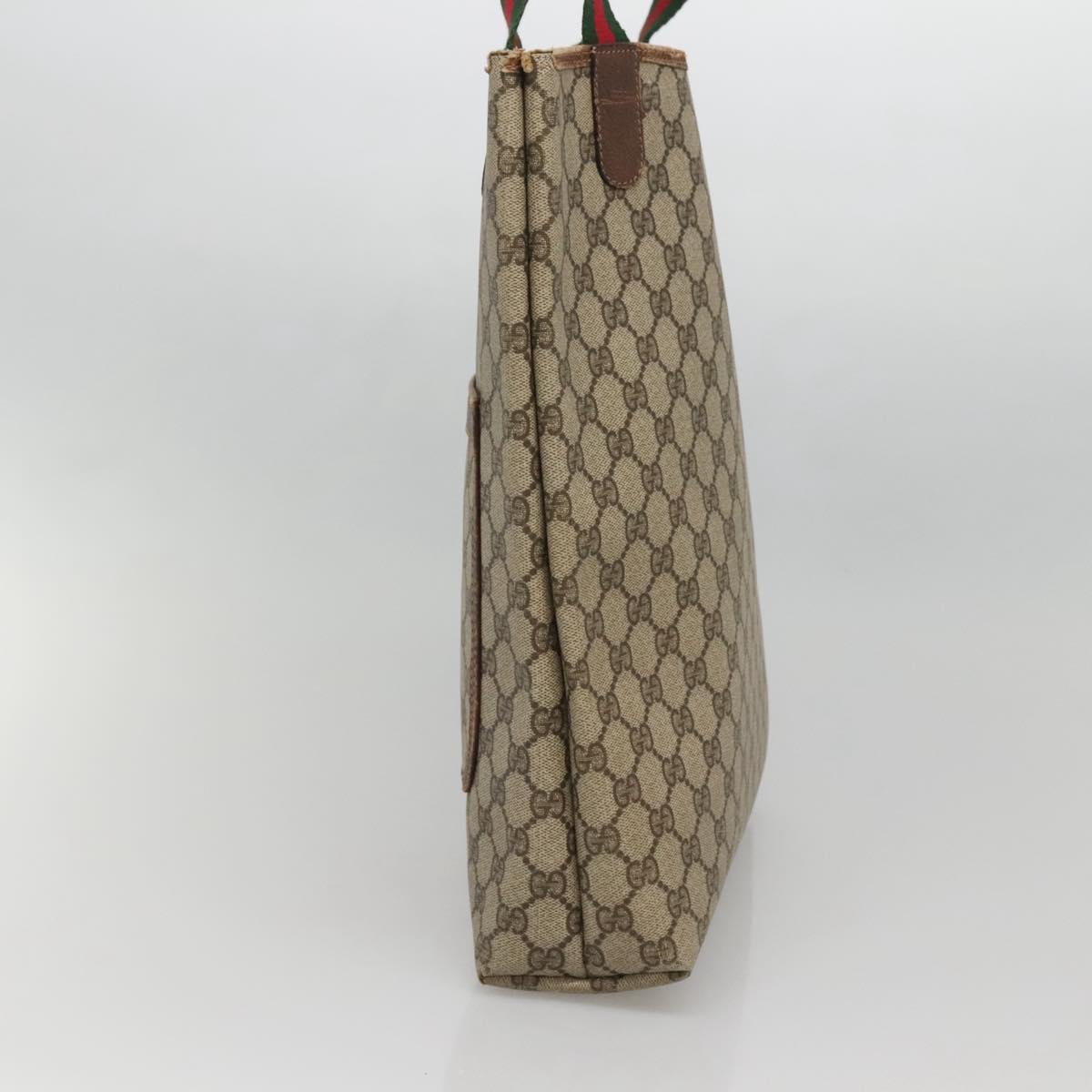 GUCCI GG Supreme Web Sherry Line Tote Bag PVC Beige Red 002 4487 39 Auth yk19326