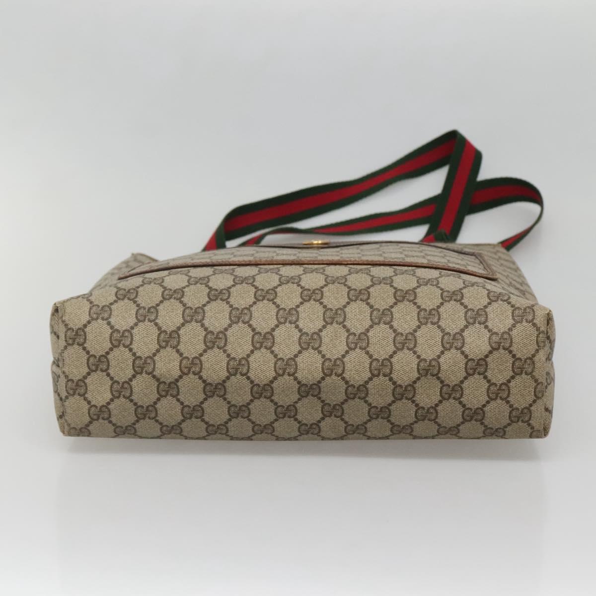 GUCCI GG Supreme Web Sherry Line Tote Bag PVC Beige Red 002 4487 39 Auth yk19326