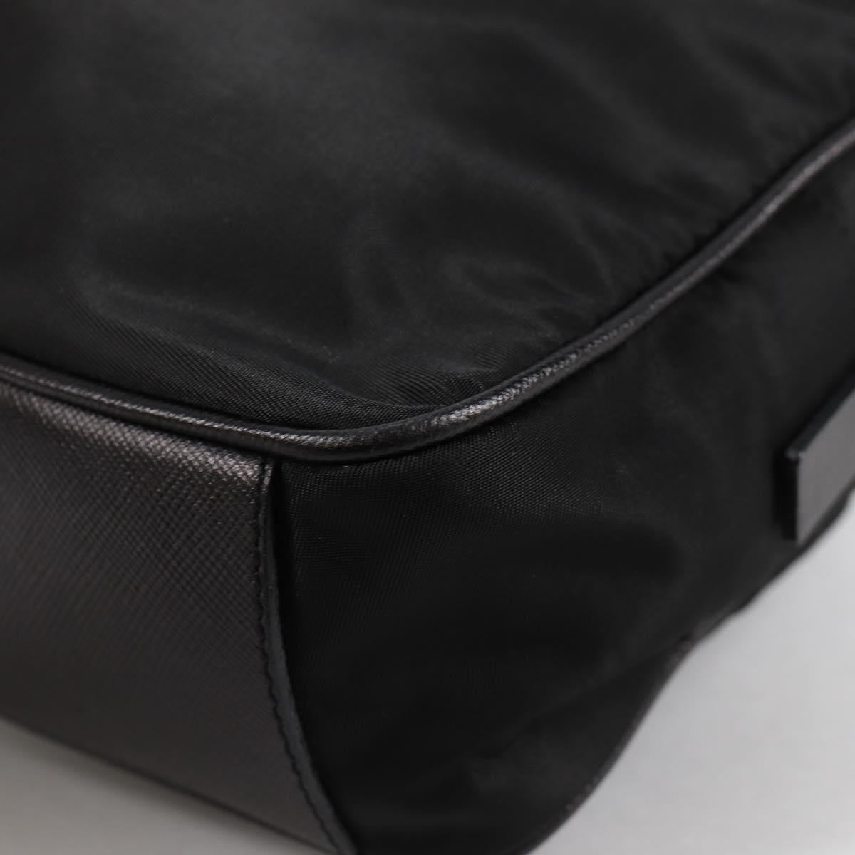 PRADA Hand Bag Nylon Black Gold Auth yk19339V