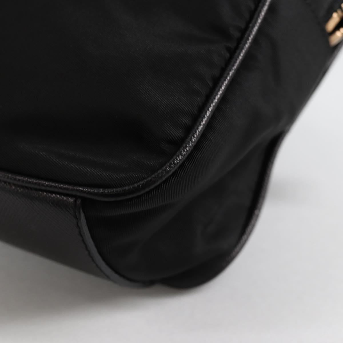 PRADA Hand Bag Nylon Black Gold Auth yk19339V
