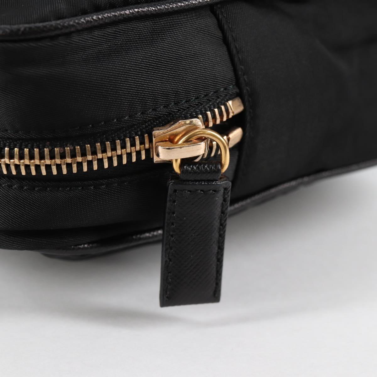 PRADA Hand Bag Nylon Black Gold Auth yk19339V