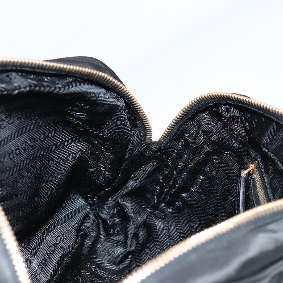 PRADA Hand Bag Nylon Black Gold Auth yk19339V