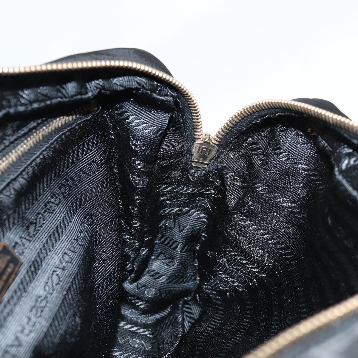 PRADA Hand Bag Nylon Black Gold Auth yk19339V