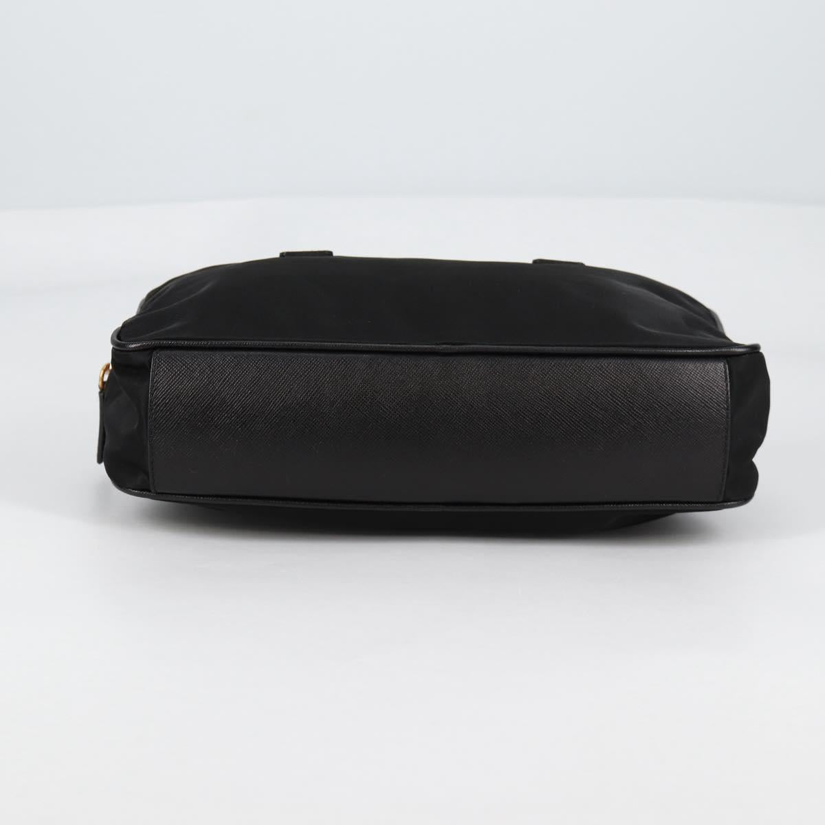 PRADA Hand Bag Nylon Black Gold Auth yk19339V