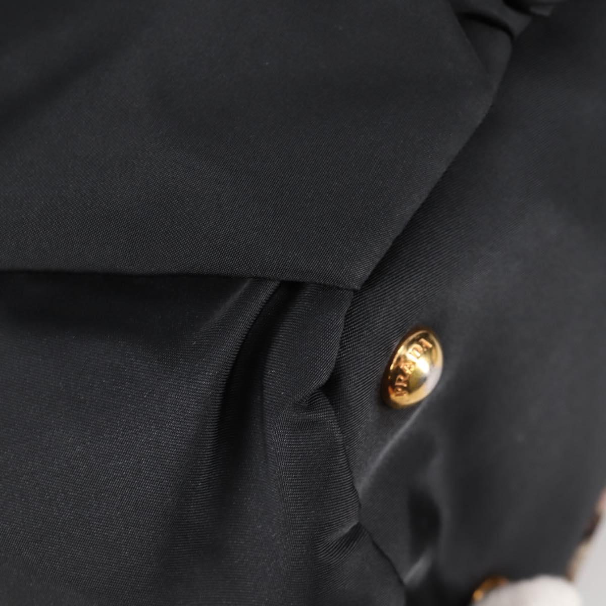 PRADA Tote Bag Nylon Black Gold Auth yk19341V
