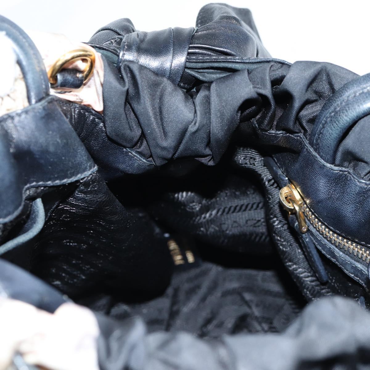 PRADA Tote Bag Nylon Black Gold Auth yk19341V