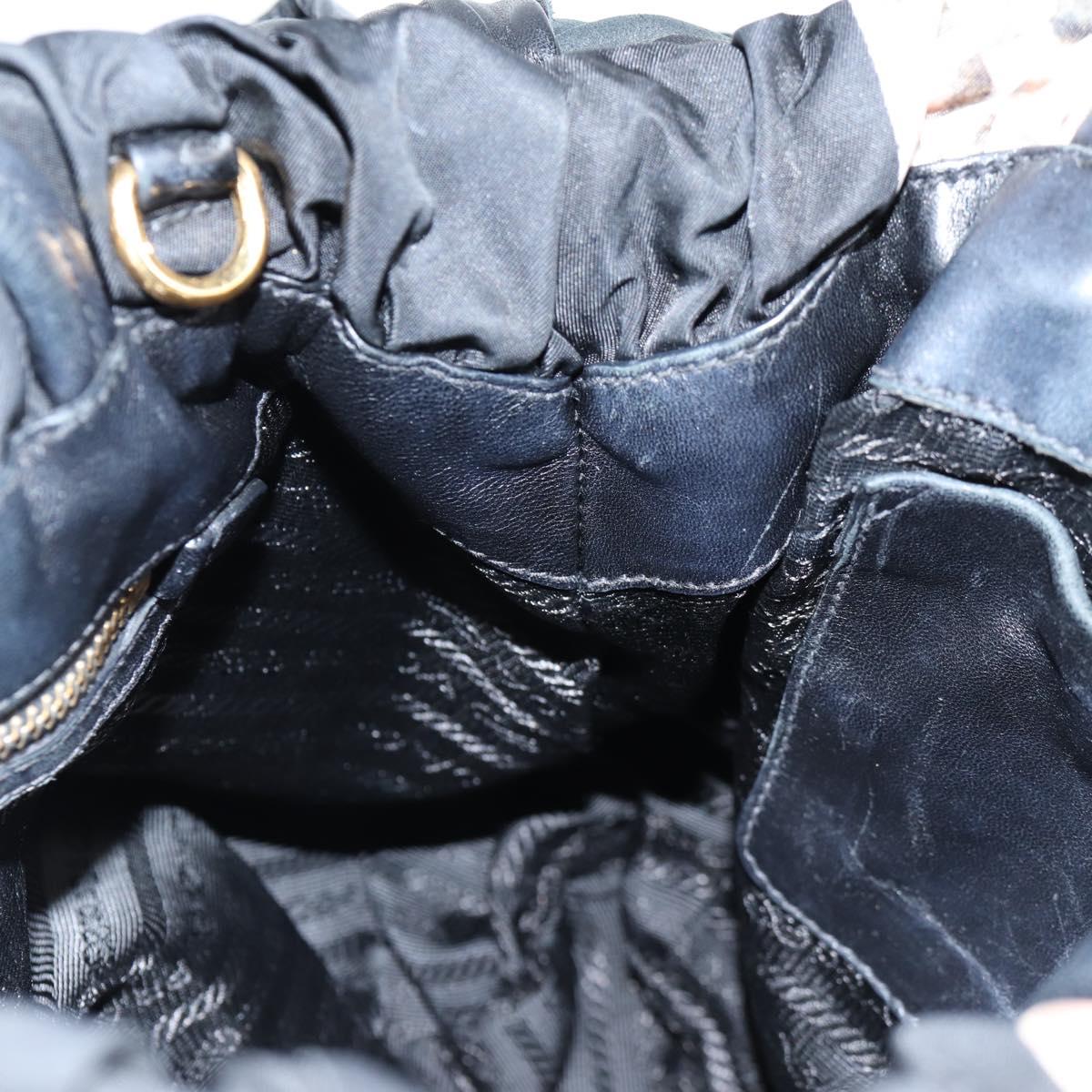 PRADA Tote Bag Nylon Black Gold Auth yk19341V