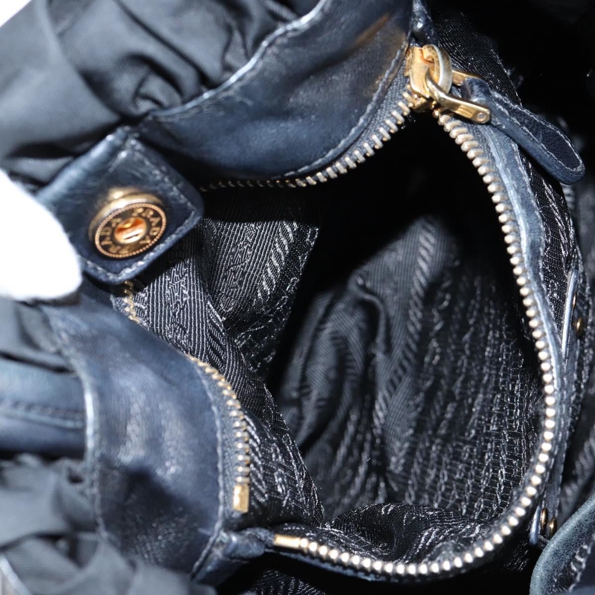 PRADA Tote Bag Nylon Black Gold Auth yk19341V