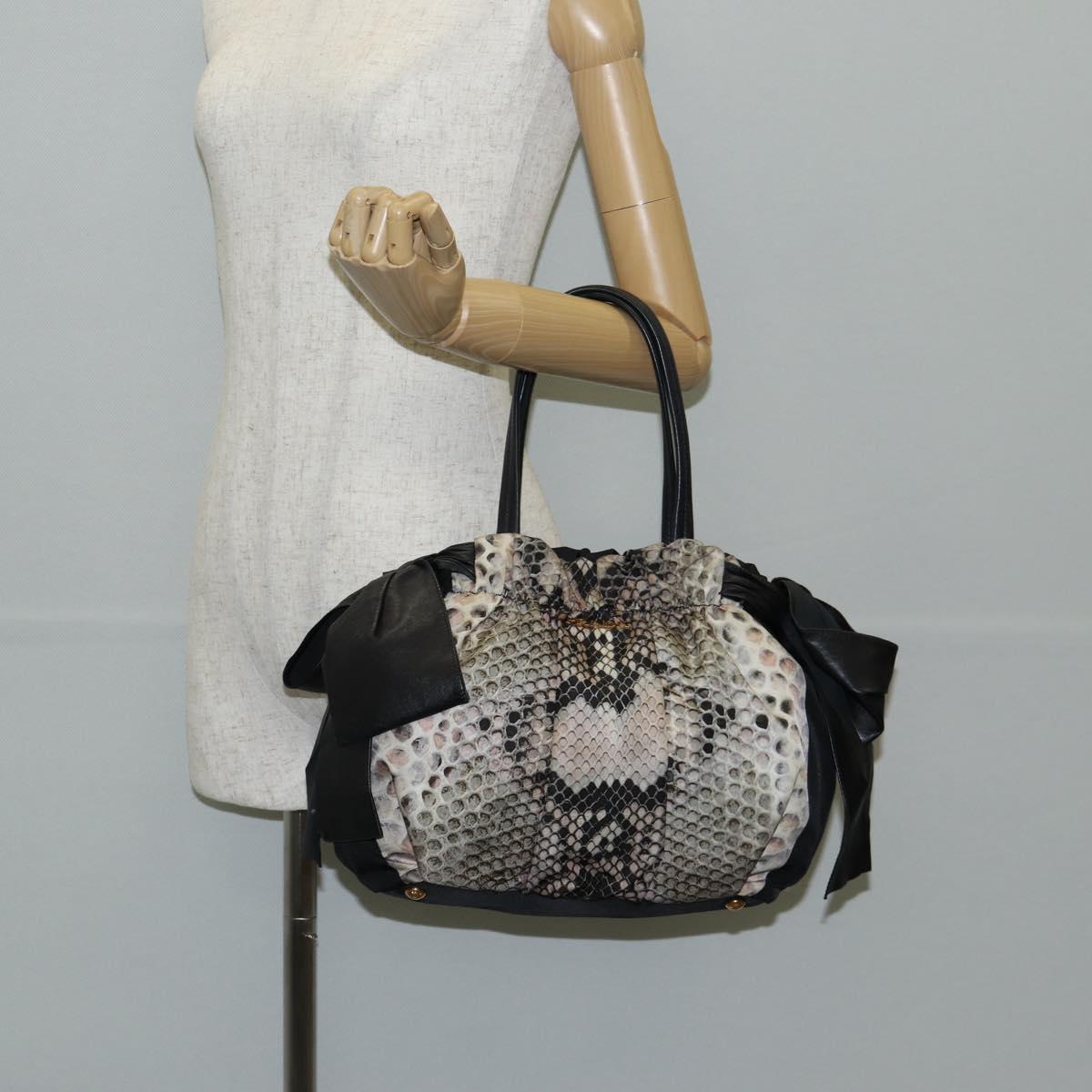 PRADA Tote Bag Nylon Black Gold Auth yk19341V