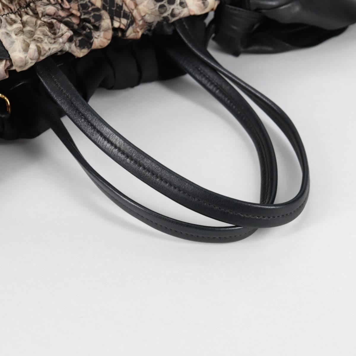PRADA Tote Bag Nylon Black Gold Auth yk19341V