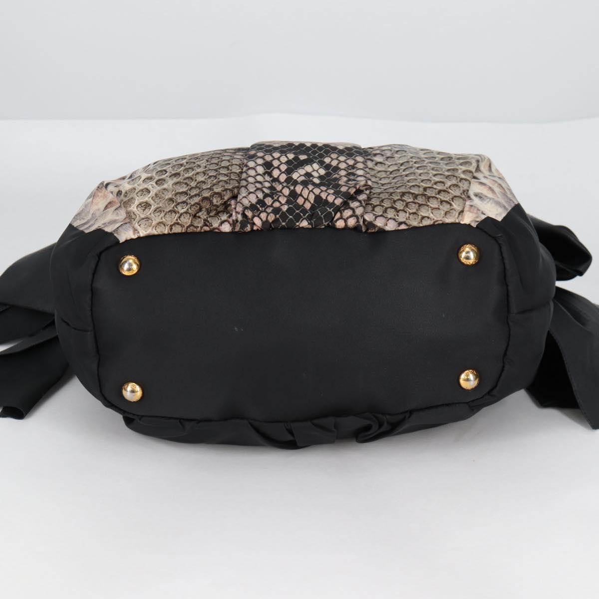 PRADA Tote Bag Nylon Black Gold Auth yk19341V