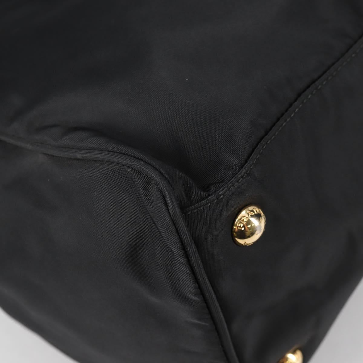 PRADA Hand Bag Nylon 2way Black Gold Auth yk19352V