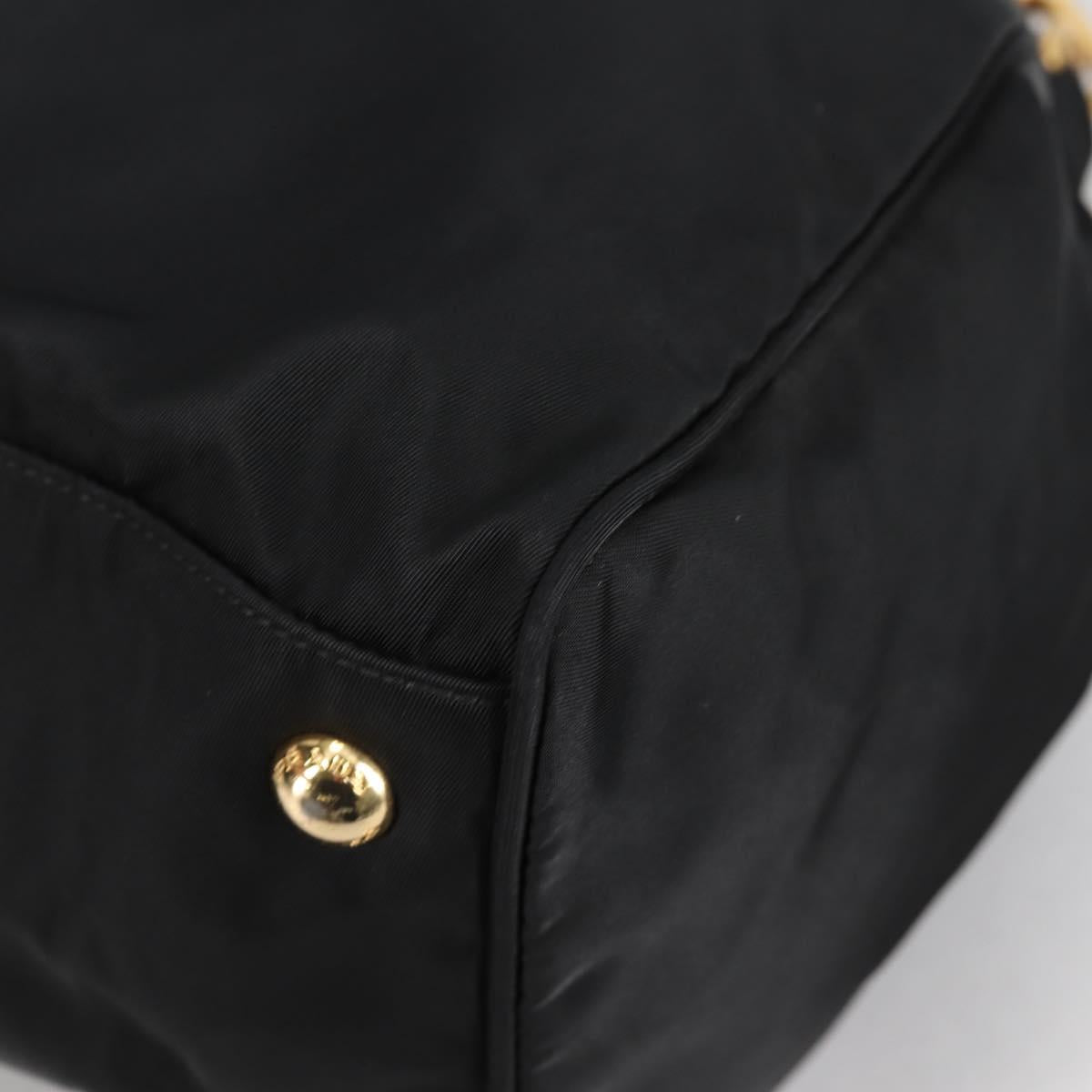 PRADA Hand Bag Nylon 2way Black Gold Auth yk19352V