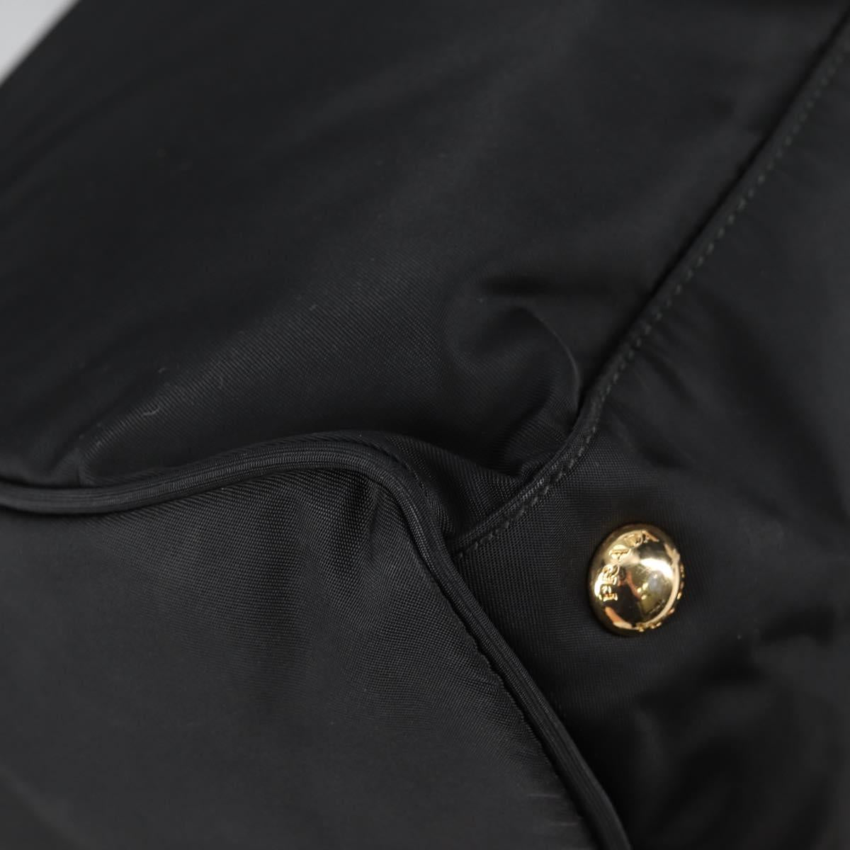 PRADA Hand Bag Nylon 2way Black Gold Auth yk19352V