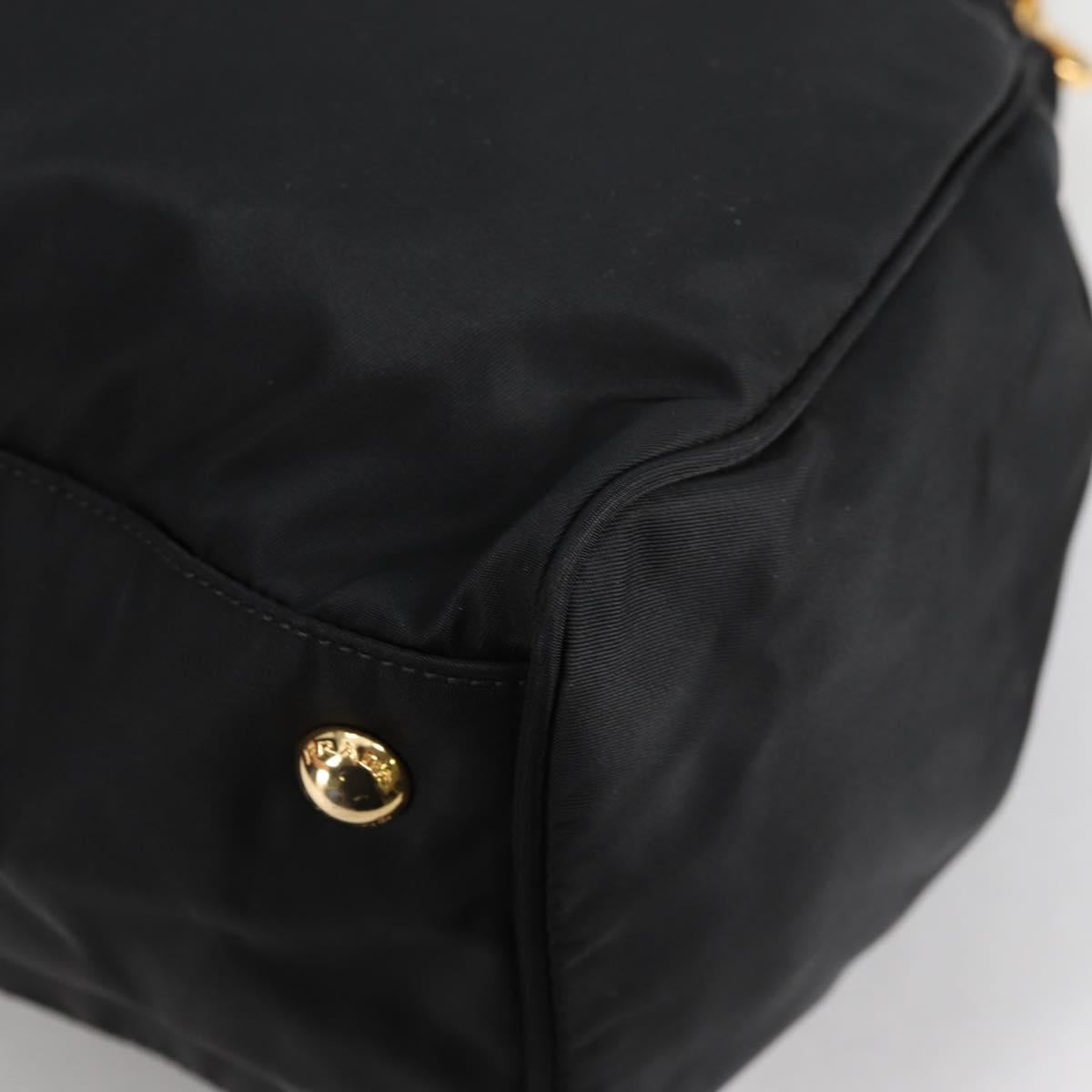 PRADA Hand Bag Nylon 2way Black Gold Auth yk19352V