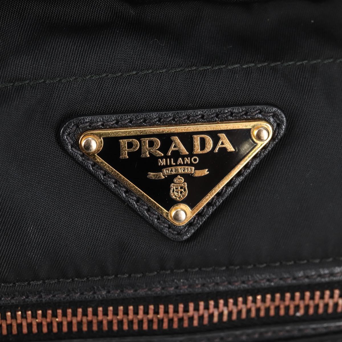 PRADA Hand Bag Nylon 2way Black Gold Auth yk19352V