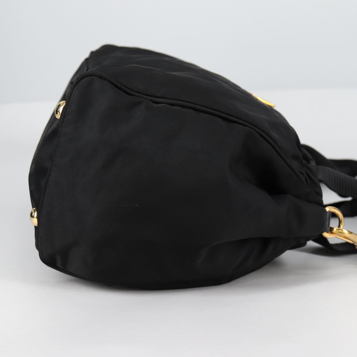 PRADA Hand Bag Nylon 2way Black Gold Auth yk19352V
