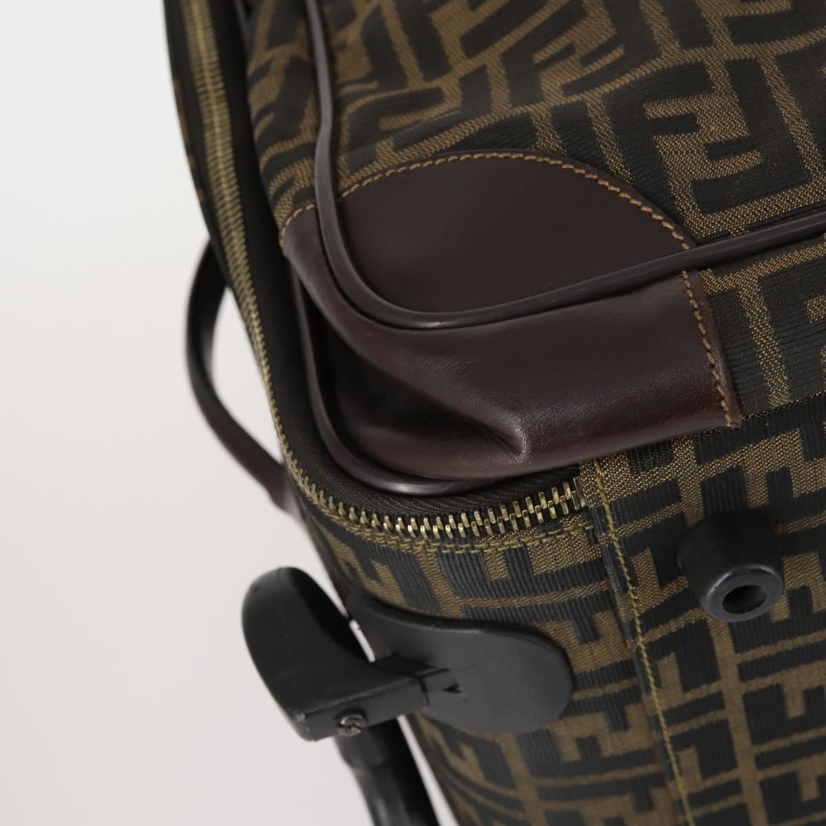 FENDI Zucca Canvas Carry Case Black Brown Auth yk19369