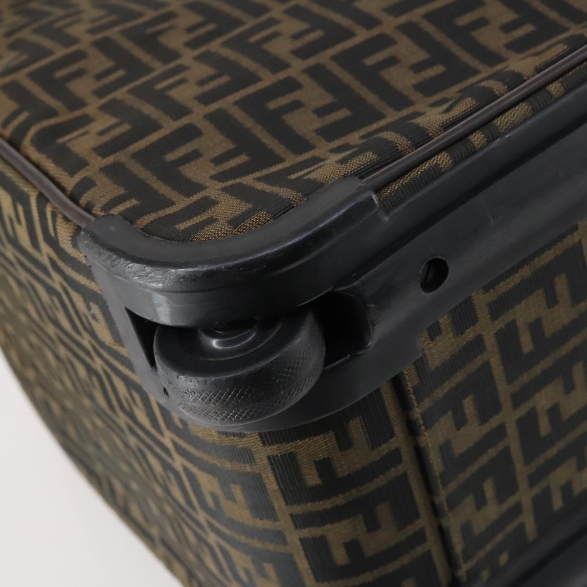 FENDI Zucca Canvas Carry Case Black Brown Auth yk19369