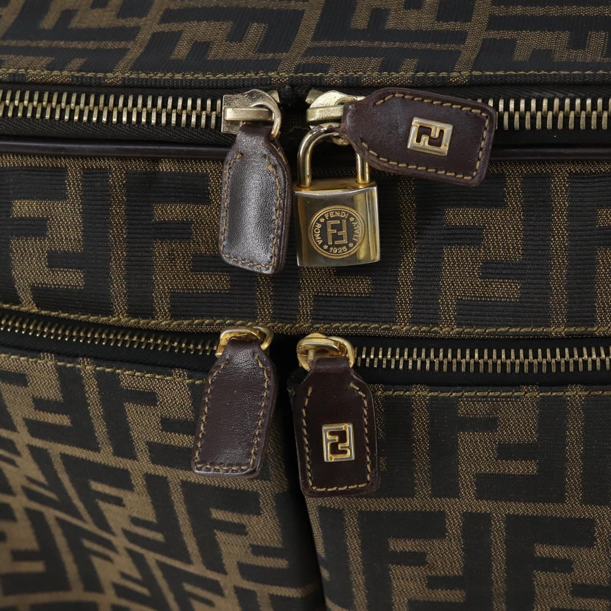 FENDI Zucca Canvas Carry Case Black Brown Auth yk19369