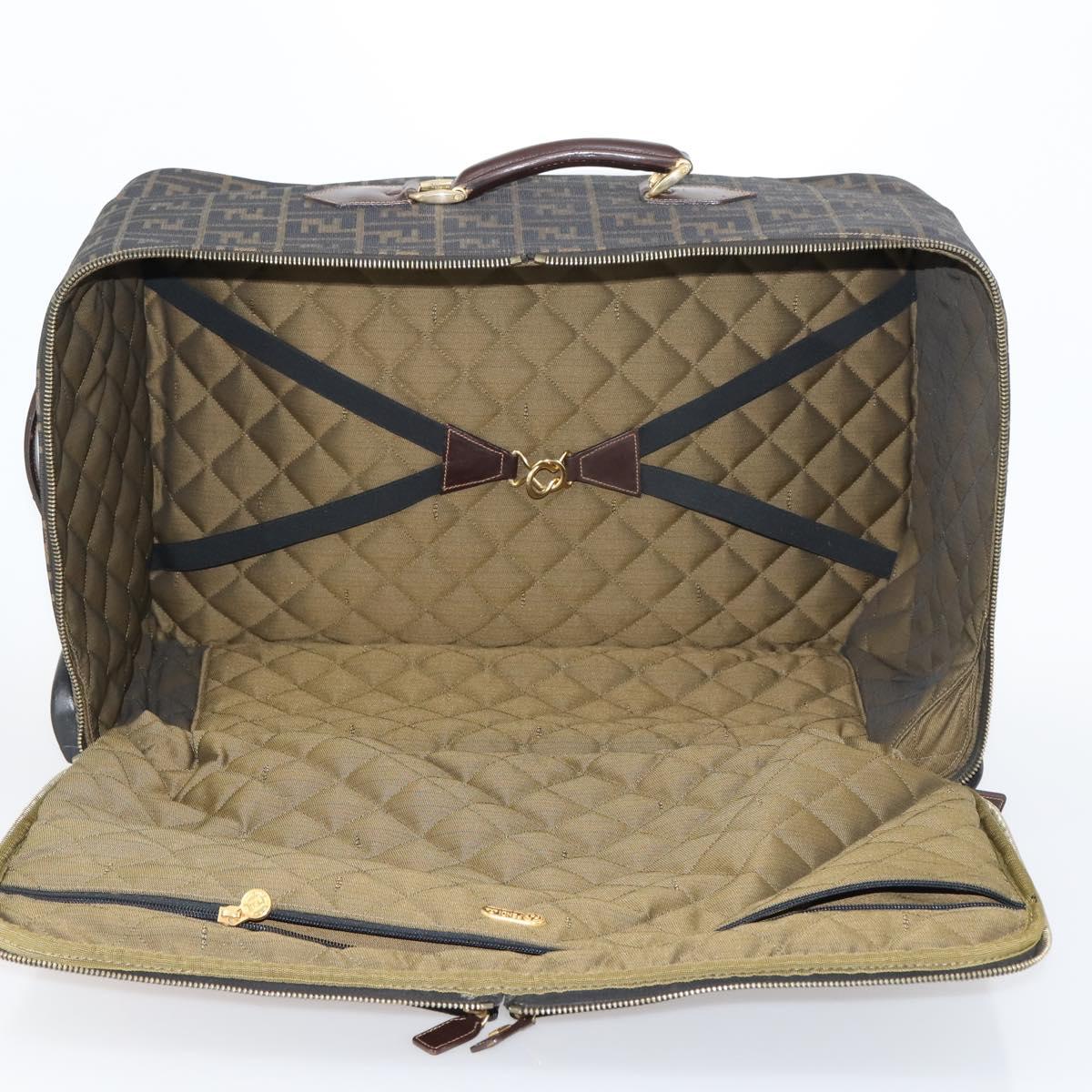 FENDI Zucca Canvas Carry Case Black Brown Auth yk19369